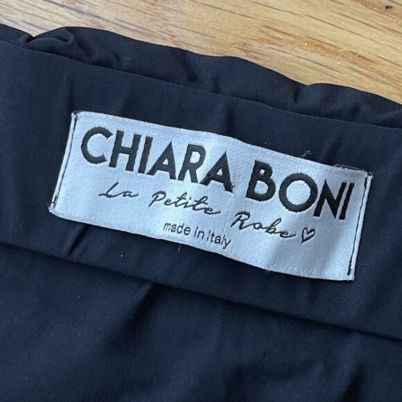 CHIARA BONI La Petite Robe Ruched Halter Dress Size 50 US 12 Black Party Holiday - Picture 4 of 9